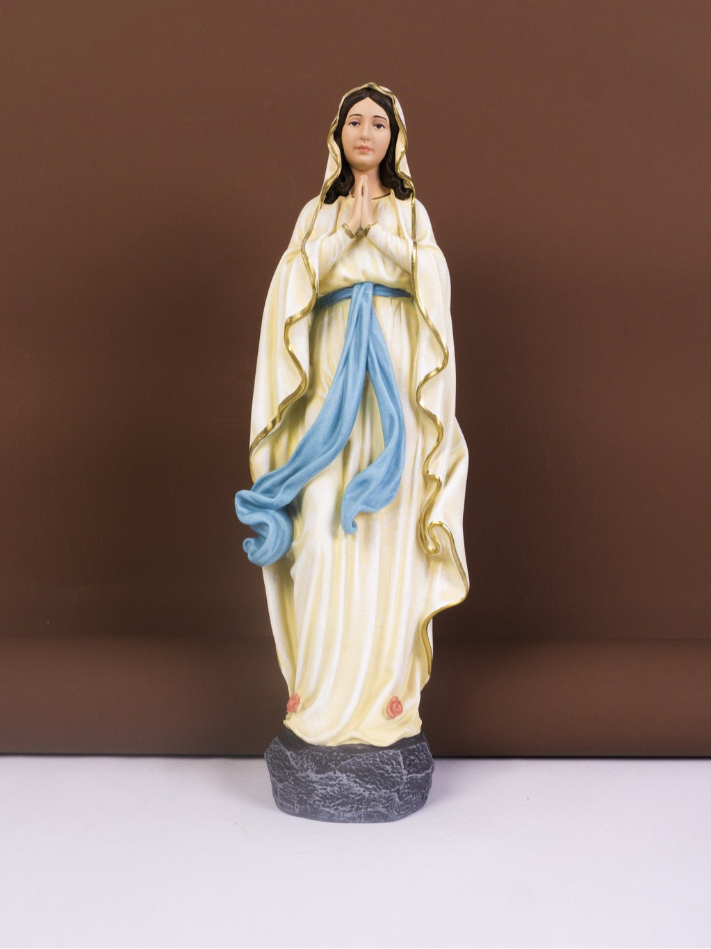 Virgin Mary Pastel Statue, Hand Painted Catholic Figurine, Our Lady of Lourdes Statue, Religious Home Altar Decor, Christian Gift