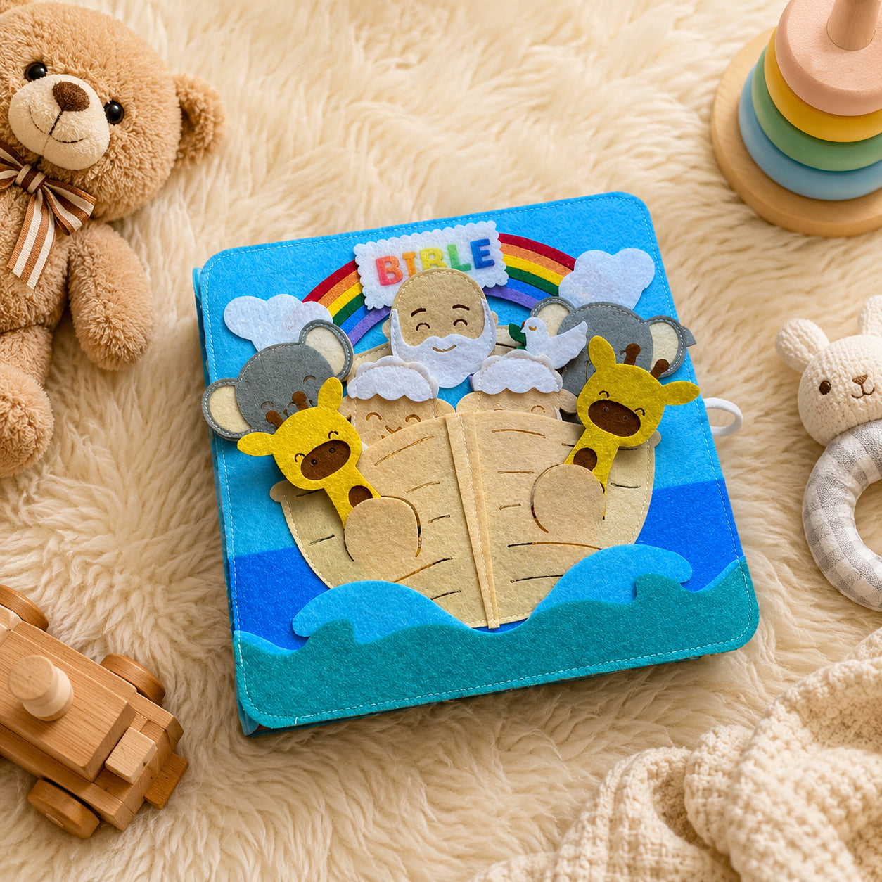 Personalized Bible Story Activity Toy, Christian Felt Busy Book, Soft Cloth Storytelling Books, Activity Books for toddlers, Baptism gifts, Montessori toys, Christian Sunday School Toys BB03