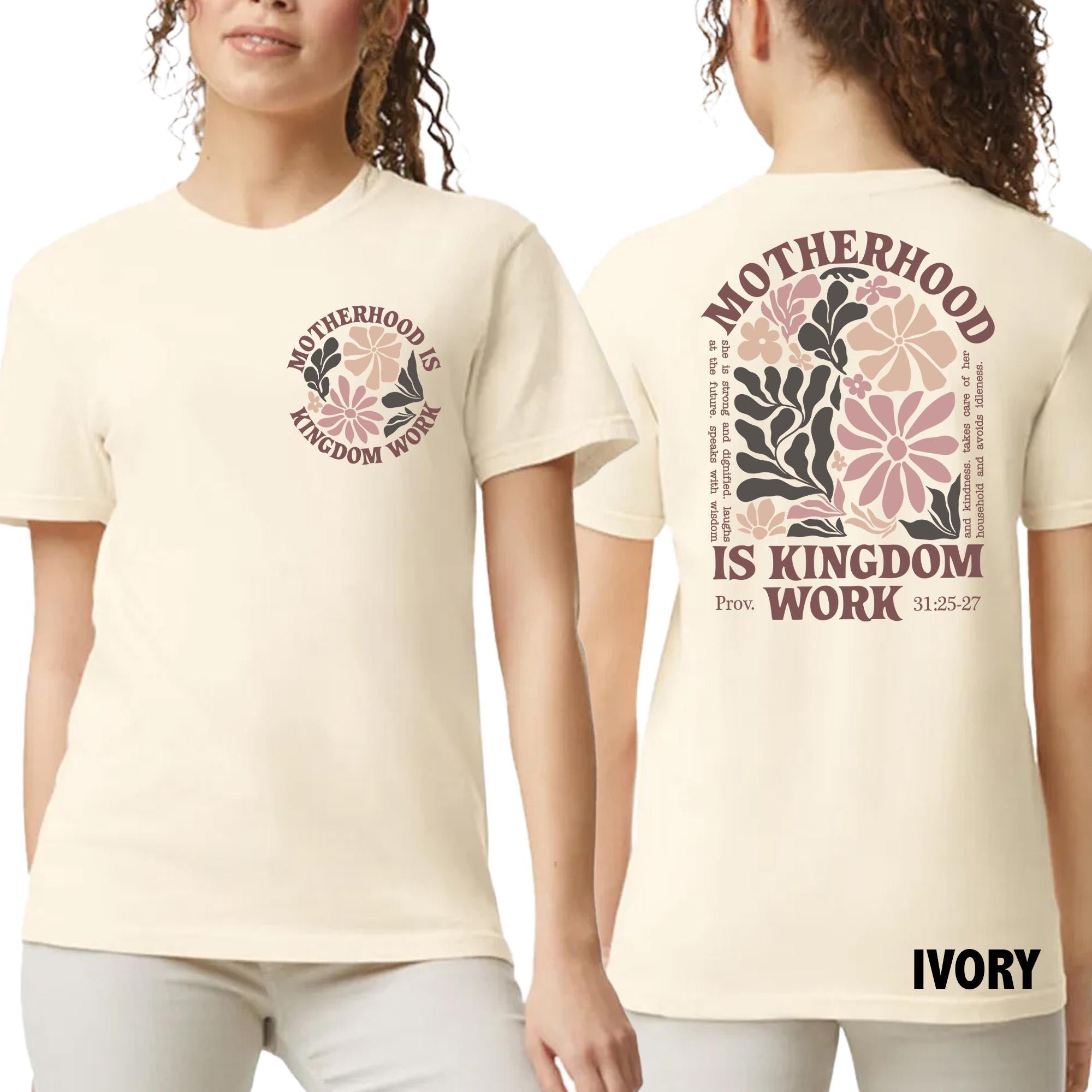 Comfort Colors® Motherhood Is Kingdom Work Shirt, Mother's Day Shirt, Christian Mom Shirt, Mother Gift, Retro Christian Mom Shirt