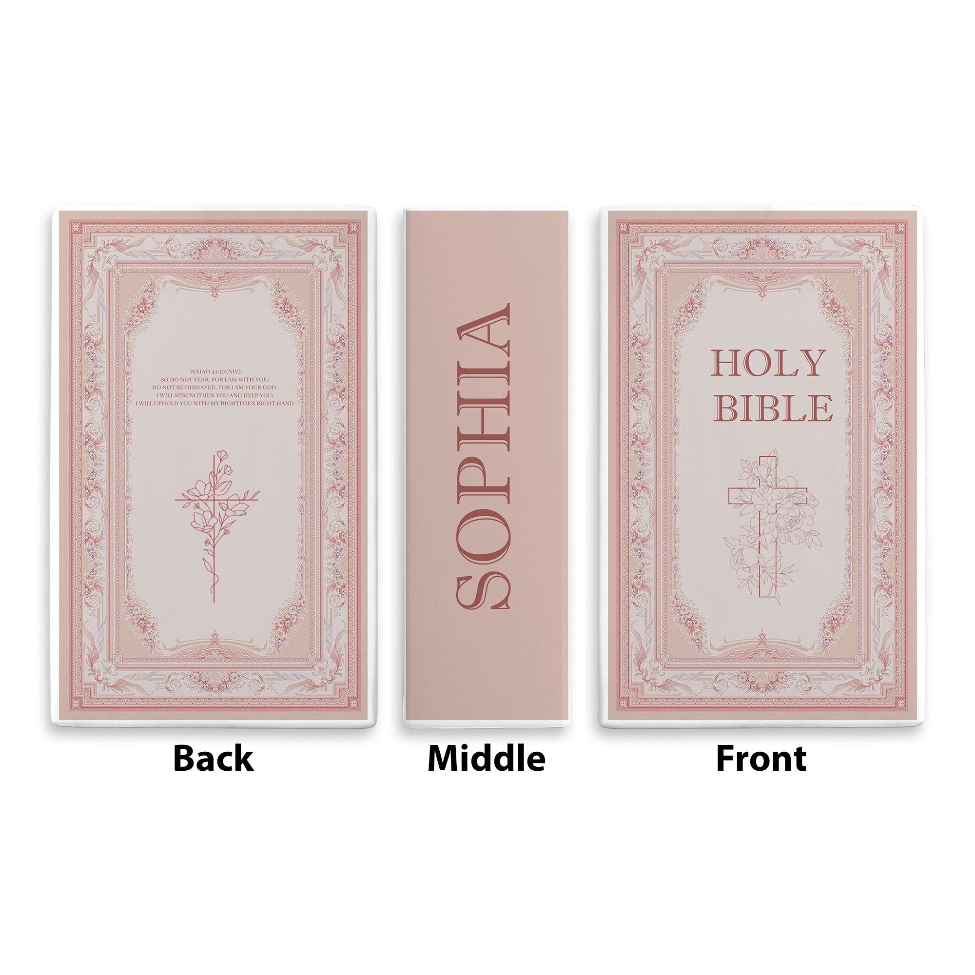 Personalized Holy Bible Book Vase, Christian Ceramic Floral Vase with Cross, Jesus Gift for Women, Christmas Gift Decor CBLAF01