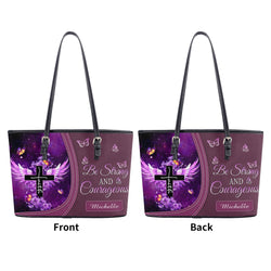 Be Strong And Courageous Leather Bag, Personalized Leather Bag With Bible Verse. BLAF09
