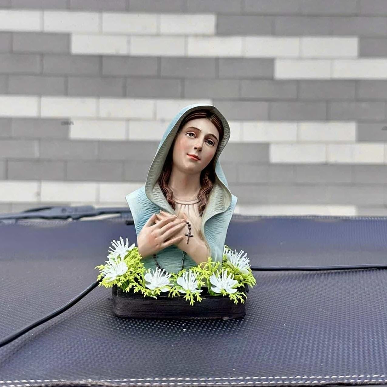 Hand Painted Virgin Mary Bust Statue, Catholic Religious Decor, Blessed Mother Figurine, Home Altar or Church Decoration, Christian Gift