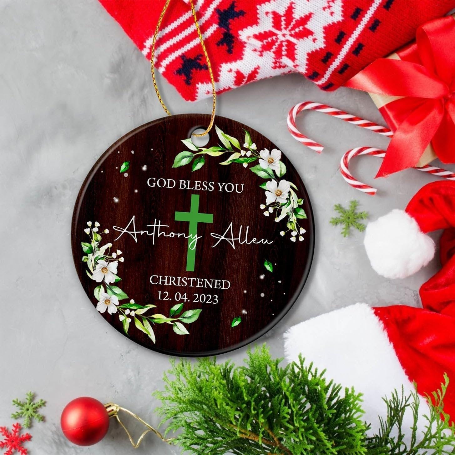 Personalized Christmas Ornament, God Bless You Christened Christmas Decor, Nativity Scene Christmas Ornament, Ideas For Christmas Trees DCLAF10