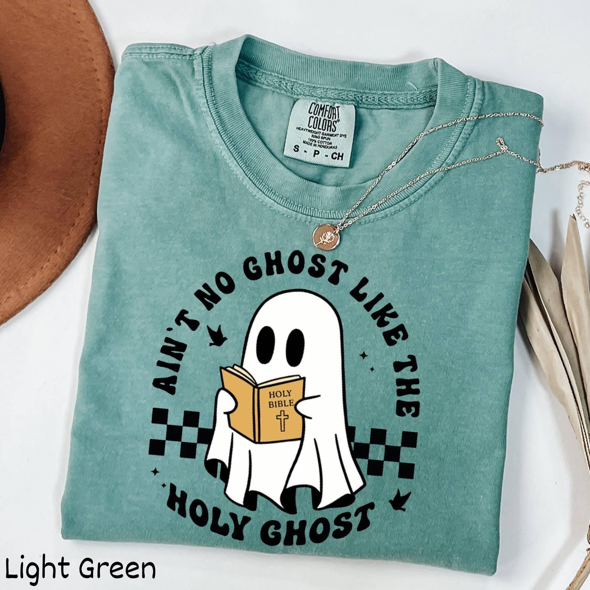 Comfort Colors© Funny Christian Shirt Gift for Christian,Cute Ghost Catholic Shirt, Ghost with Bible Shirt,Retro Christian Apparel Shirt