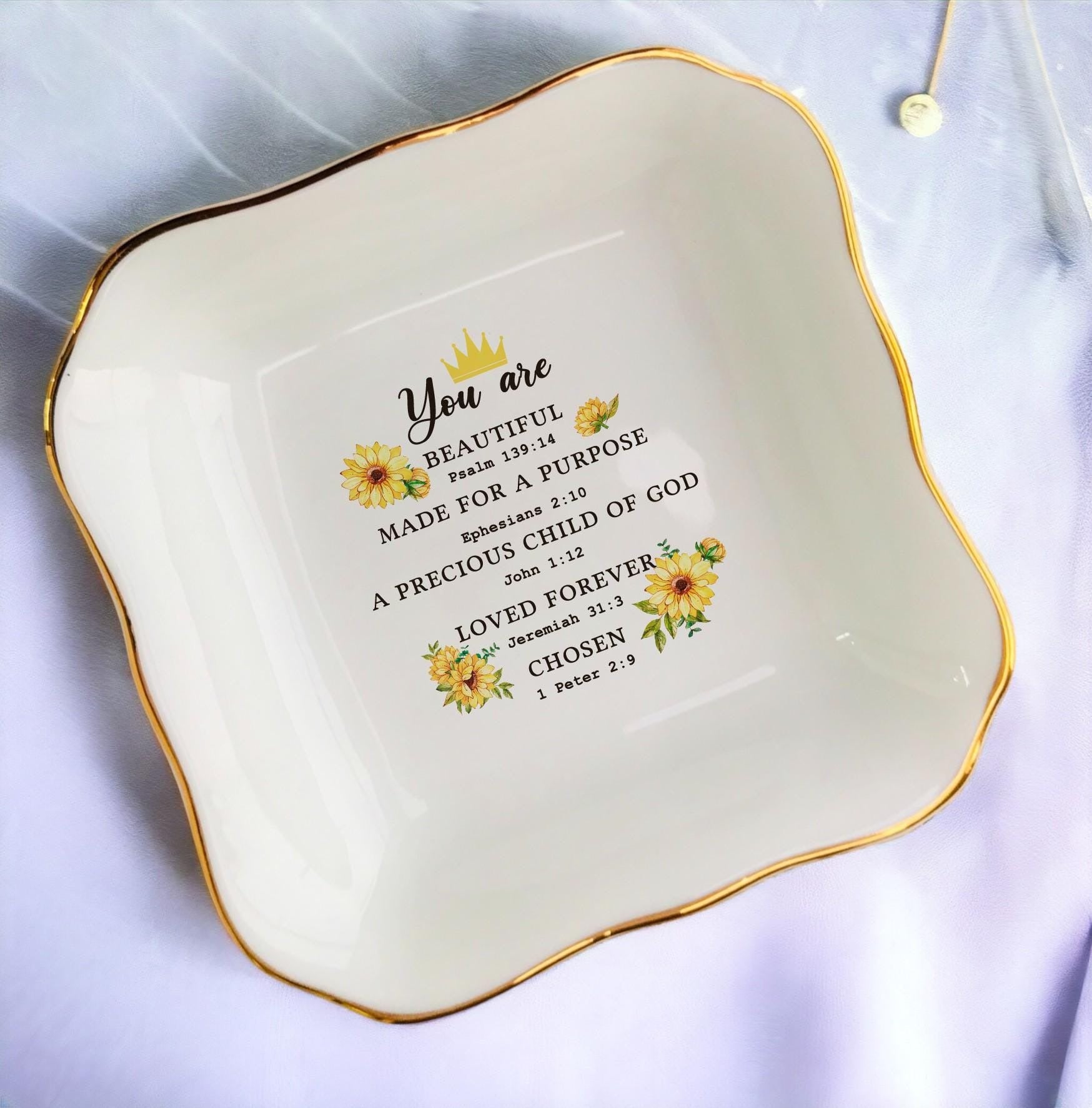 God Says You Are Jewelry Dish, Christian Bible Verse Ring Dish, Inspirational Scripture Tray, Religious Faith Gift, Baptism Confirmation Gift JDLAF11