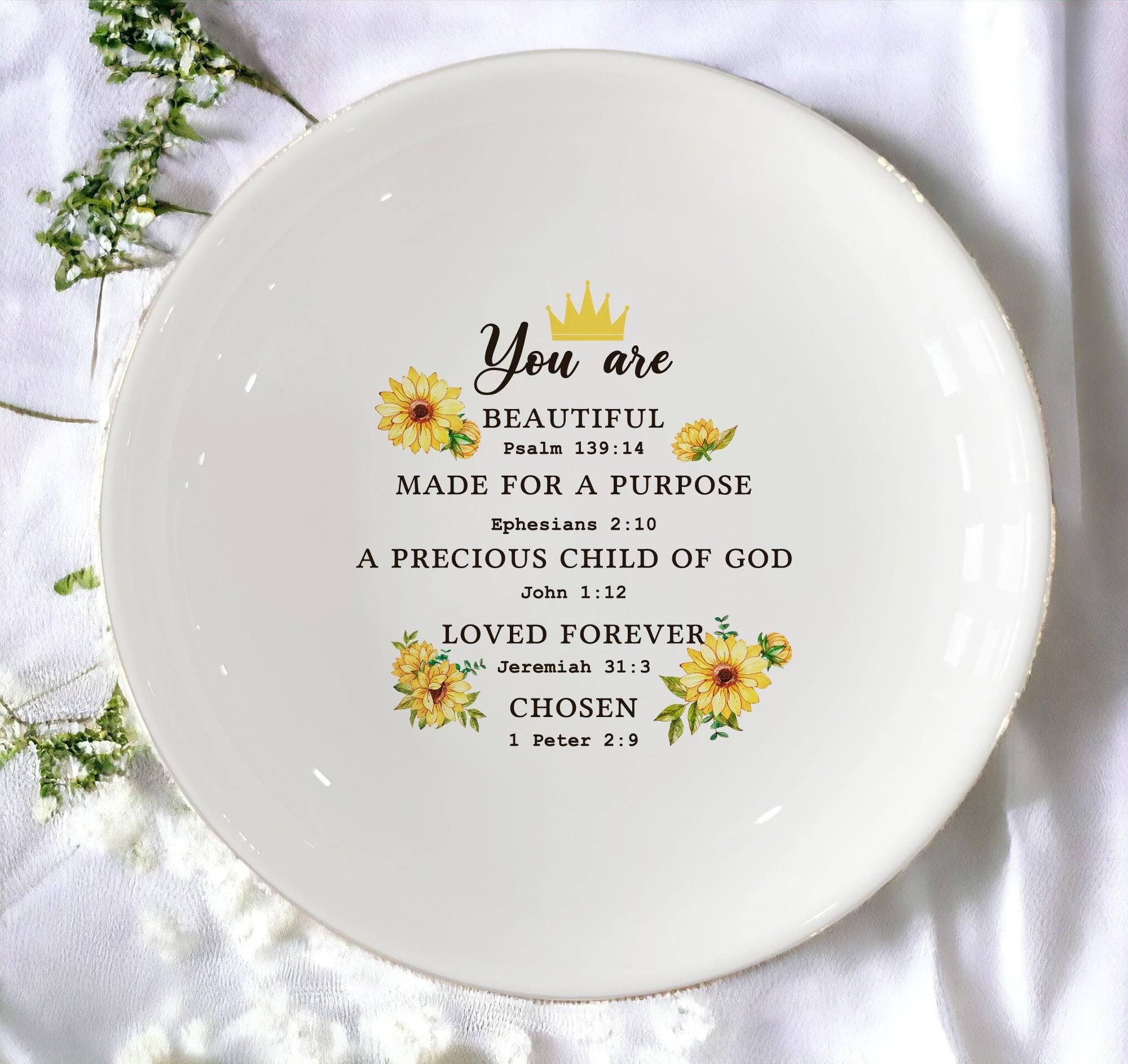 God Says You Are Jewelry Dish, Christian Bible Verse Ring Dish, Inspirational Scripture Tray, Religious Faith Gift, Baptism Confirmation Gift JDLAF11