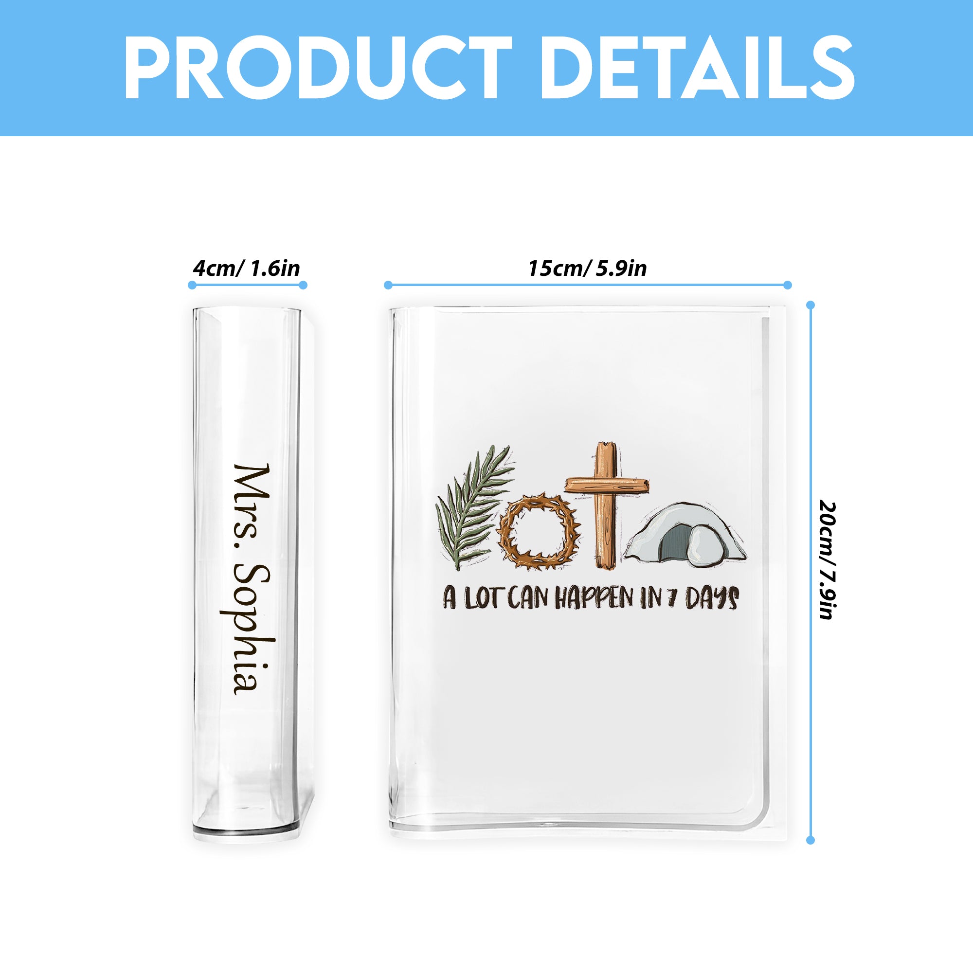 A Lot Can Happen in 7 Days Book Vase ,Easter Book Vase, Christian Book Vase,  Faith Book Vase, Bible Verse Book Shaped Flower Vase