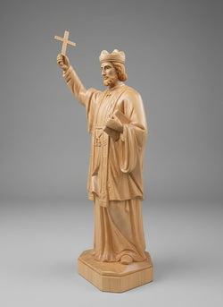 Saint Francis Xavier Wooden Statue, St. Francis Xavier Apostle Wood Carving, Handmade Catholic Missionary Sculpture, Christian Religious Decor