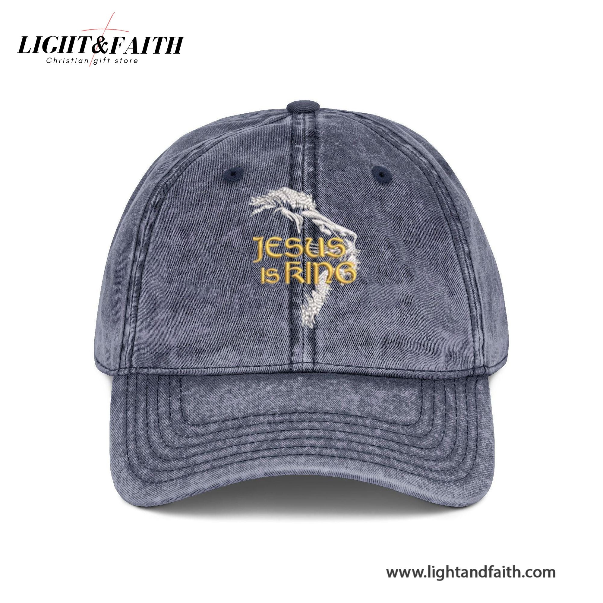 Jesus Is King Embroidered Cap, Crown Of Thorns Christian Dad Hat, Faith Baseball Washed Cap, Religious Gift For Believers, Bible Inspired Cap LAFH10