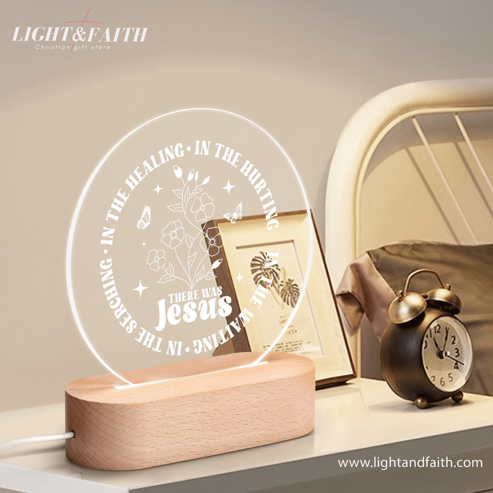 There Was Jesus LED Light, Christian Bible Verse Lamp, Christian Home Decor, Faith Based Decor, Religious LED Light.  NLLAF09
