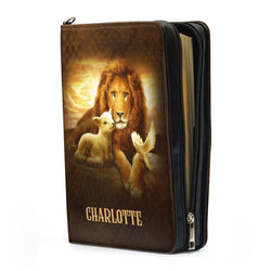 Personalized Lion Bible Cover With Zipper, Gift For Church Staff, Christian Gift, Bible Covers Jesus Gifts