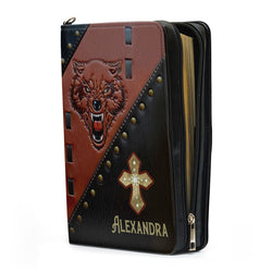 I Am The Son Of A King Leather Book Cover, Personalized Wolf Bible Cover With Zipper, Christian Friends Gift, Christian Gift, Bible Covers Jesus Gifts