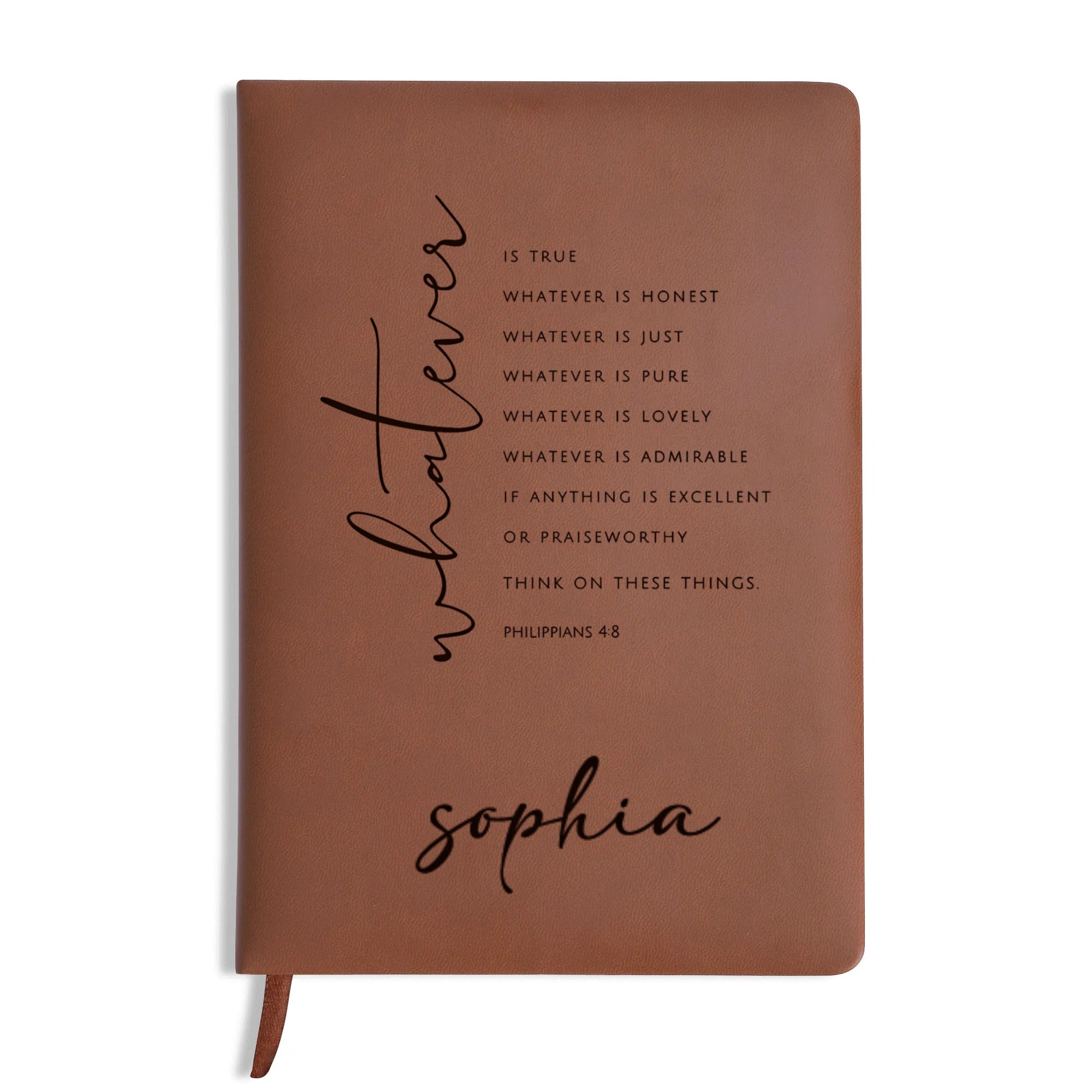 Personalized Christian Journal with Philippians 4:8 Scripture, Custom Name Prayer & Faith Notebook, Religious Gift, First Communion Gifts, Birthday. NBLAF09