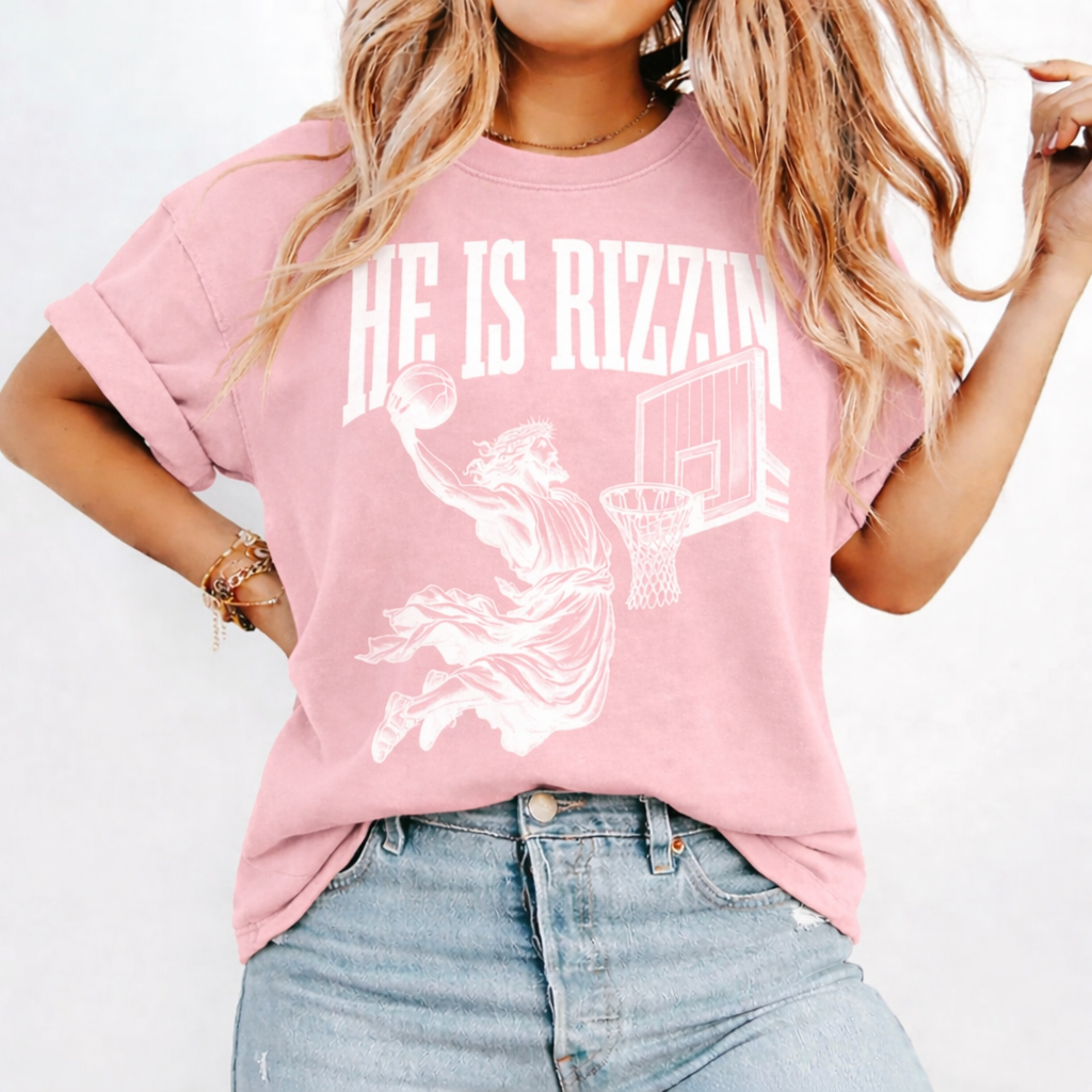 He Is Rizzin Shirt, Comfort Colors Easter Tee, Funny Christian Basketball Shirt, Jesus Graphic Tee, Religious Easter Gift for Men Women CFLAF055