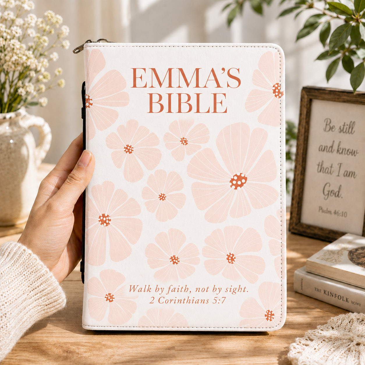 Personalized Floral Leather Book Cover, Pink Christian Bible Cover, Christian Gift, Bible Covers Jesus Gifts BIBLE10