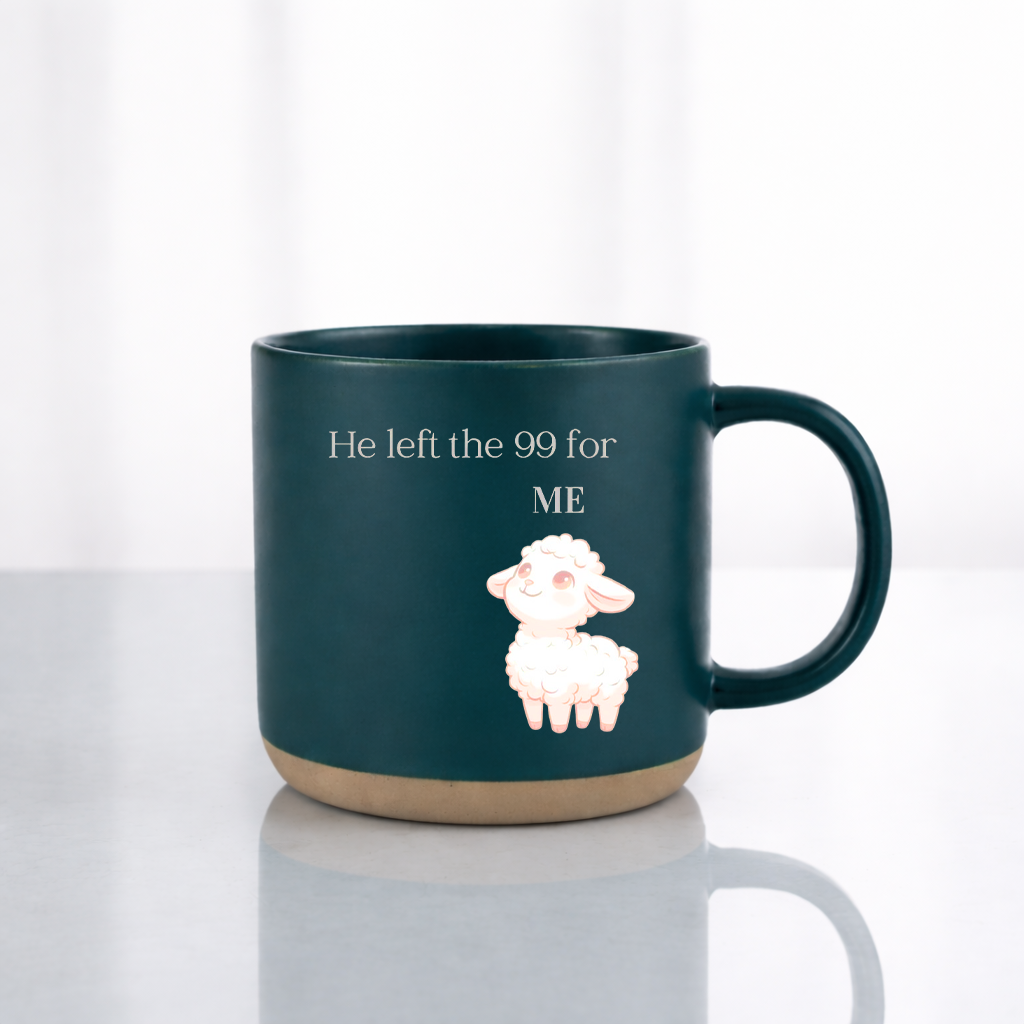 He Left the 99 for Me Mug, Christian Coffee Mug, Lamb Mug, Faith Pottery Mug, Religious Gift for Her, Inspirational Mug
