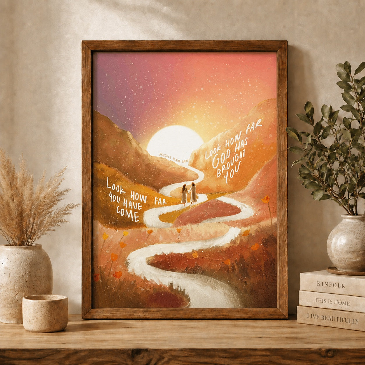 Look How Far God Has Brought You Poster, Christian Wall Art Print, Inspirational Faith Decor, Bible Verse Poster, Religious Gift for Christians PTS09