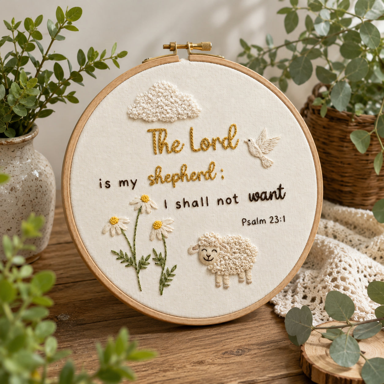 Hand-Embroidered Christian Bible Keepsake Hoop Art, Embroidered Hoop, Embroidery Name Sign, Floral Hoop, Faith Hanging Decor Gift EHA27