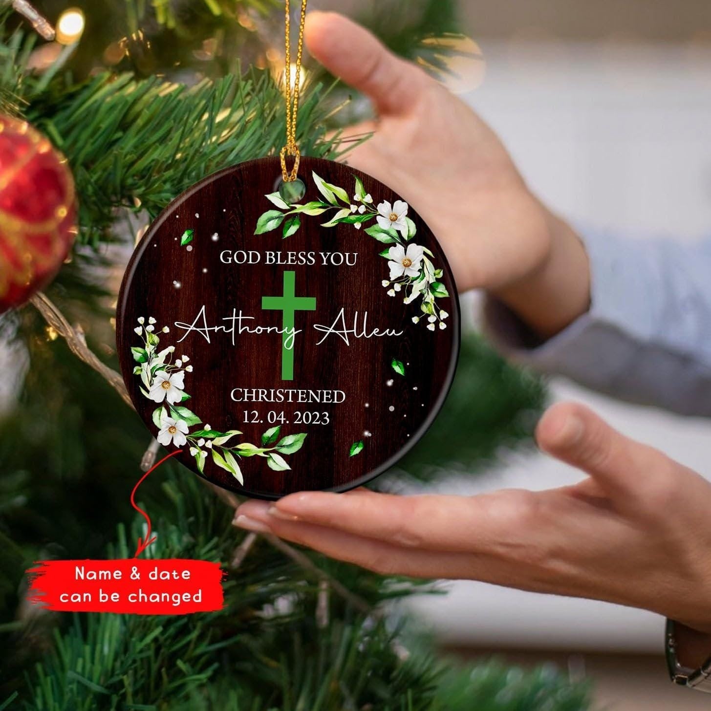 Personalized Christmas Ornament, God Bless You Christened Christmas Decor, Nativity Scene Christmas Ornament, Ideas For Christmas Trees DCLAF10