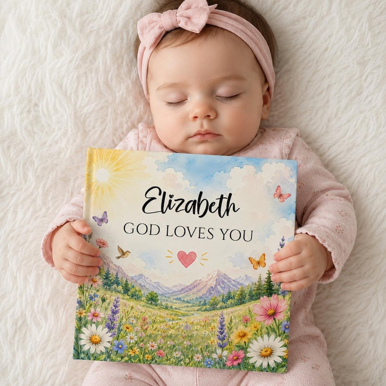 Personalized God Loves You - Custom Christian Book With Name, Christian Book For Kid, Baptism Gift, Custom Bible Storybook For Toddlers, Baptism Gift for Boy or Girl, Bedtime Keepsake BOOK10