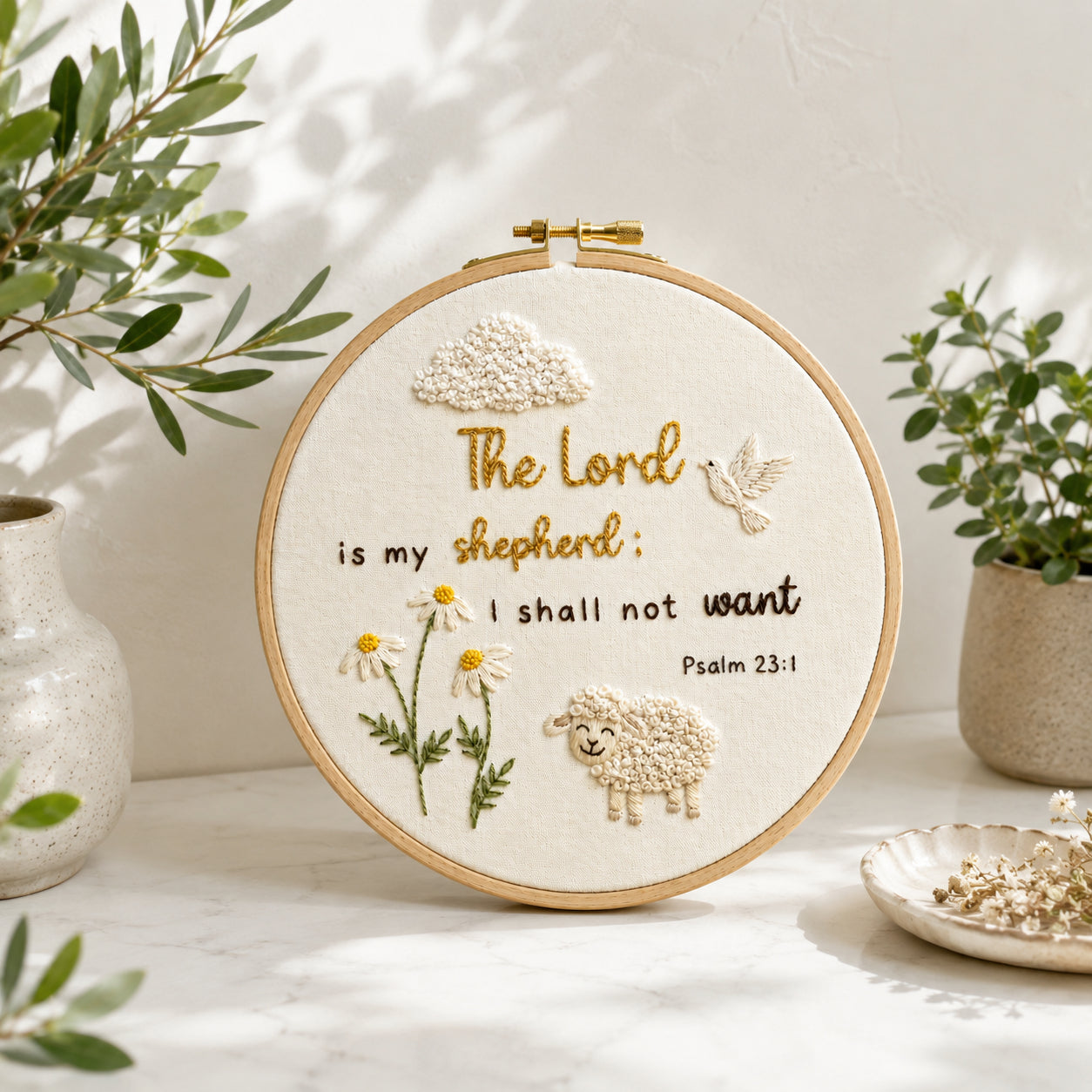 Hand-Embroidered Christian Bible Keepsake Hoop Art, Embroidered Hoop, Embroidery Name Sign, Floral Hoop, Faith Hanging Decor Gift EHA27