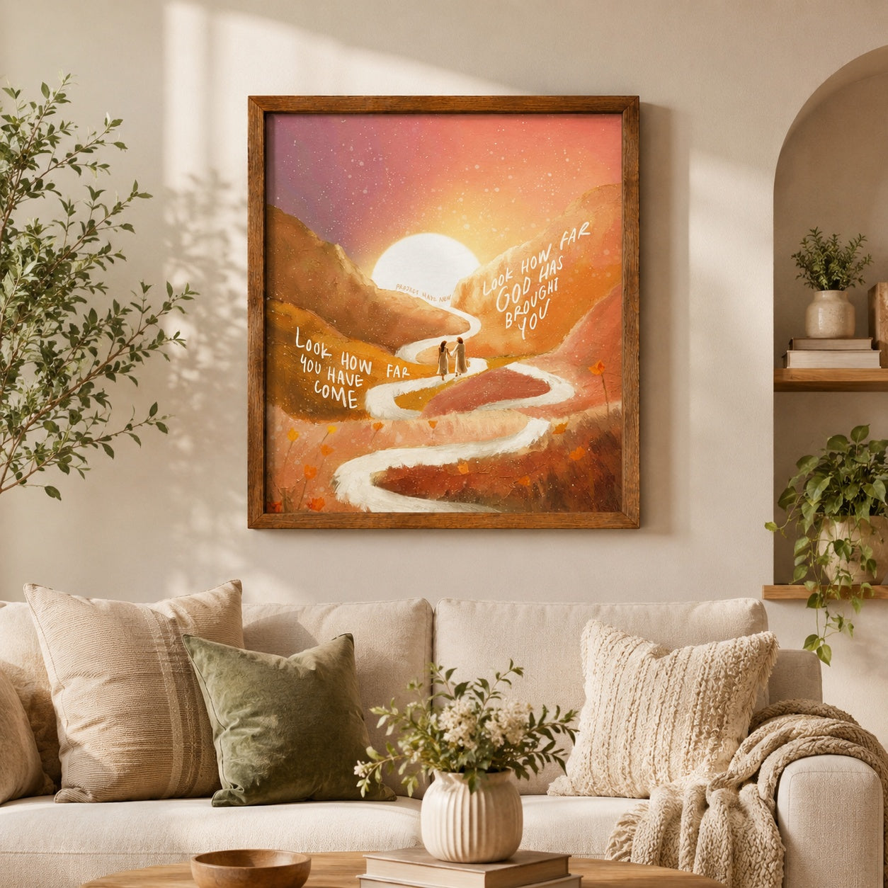 Look How Far God Has Brought You Poster, Christian Wall Art Print, Inspirational Faith Decor, Bible Verse Poster, Religious Gift for Christians PTS09