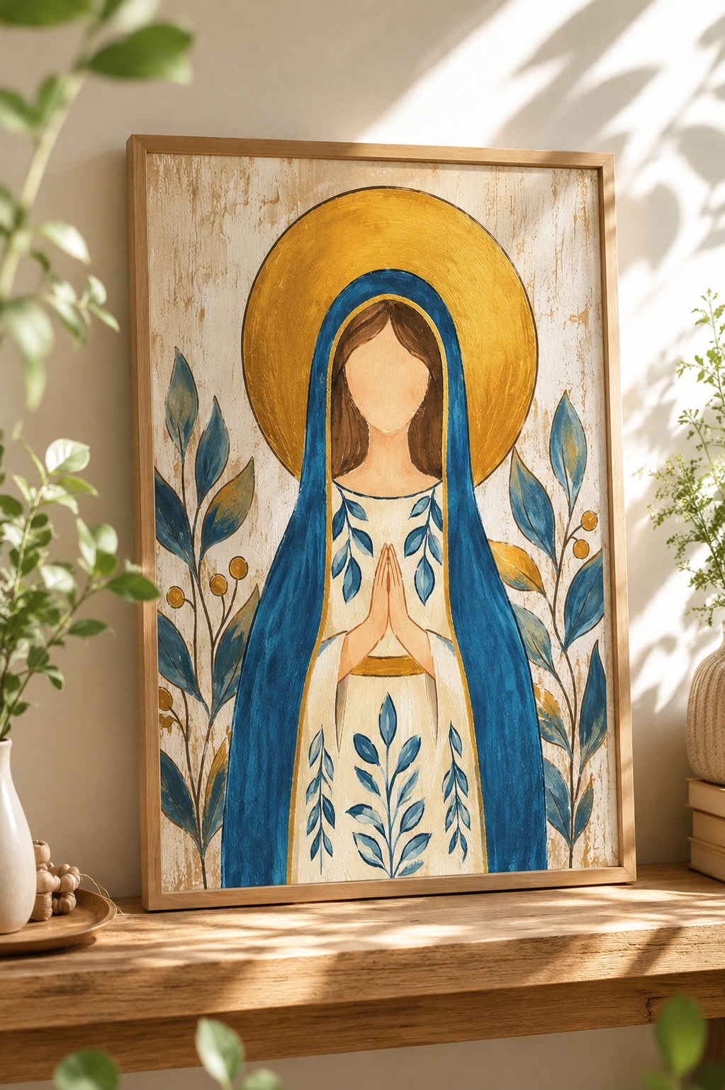 Virgin Mary Wall Art Poster, Our Lady Poster, Modern Virgin Mary Catholic Decor, Christian Home Decor PTSETA09