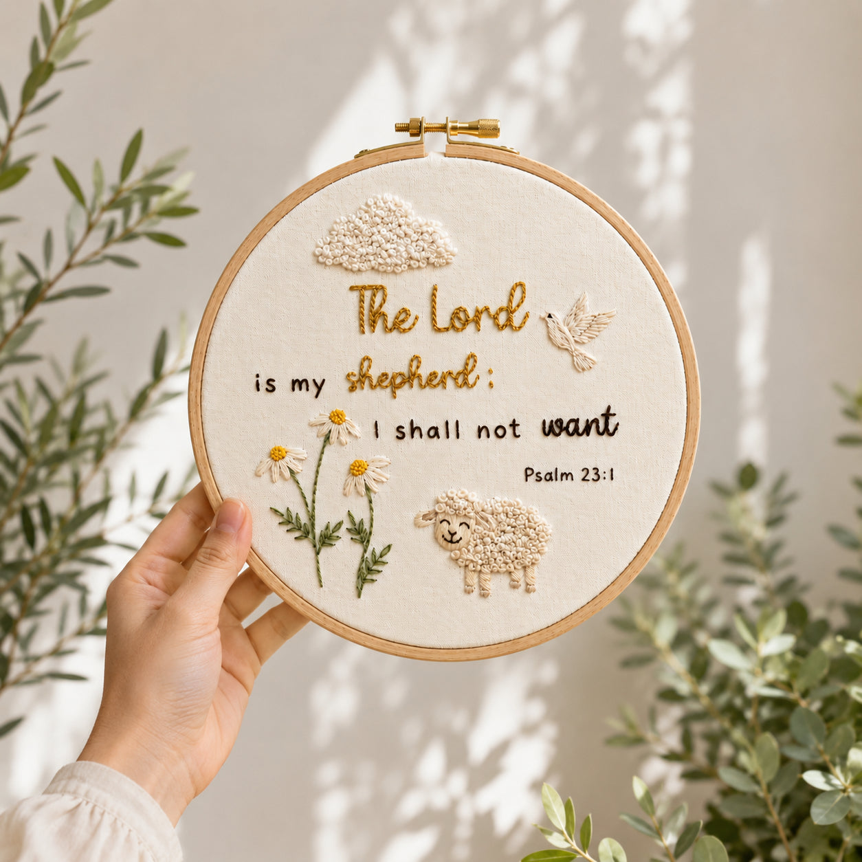 Hand-Embroidered Christian Bible Keepsake Hoop Art, Embroidered Hoop, Embroidery Name Sign, Floral Hoop, Faith Hanging Decor Gift EHA27
