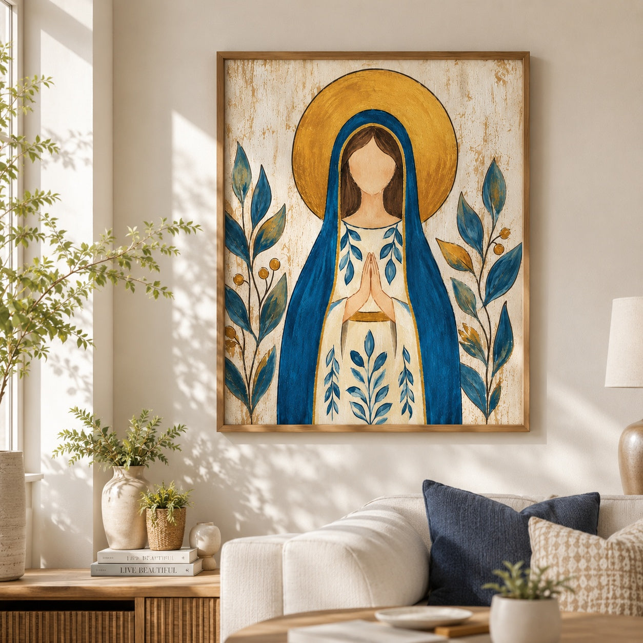 Virgin Mary Wall Art Poster, Our Lady Poster, Modern Virgin Mary Catholic Decor, Christian Home Decor PTSETA09