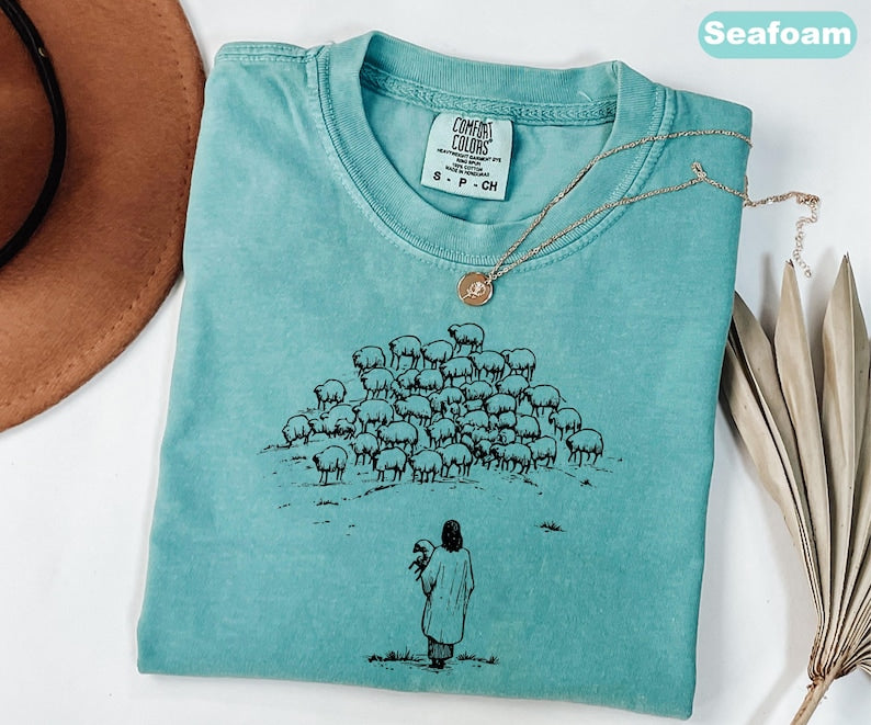 Christian Good Shepherd Shirt, Jesus and Sheep Tee, Bible Verse Shirt, Religious Women Shirt, Church Shirt, Gift for Christian CFS10