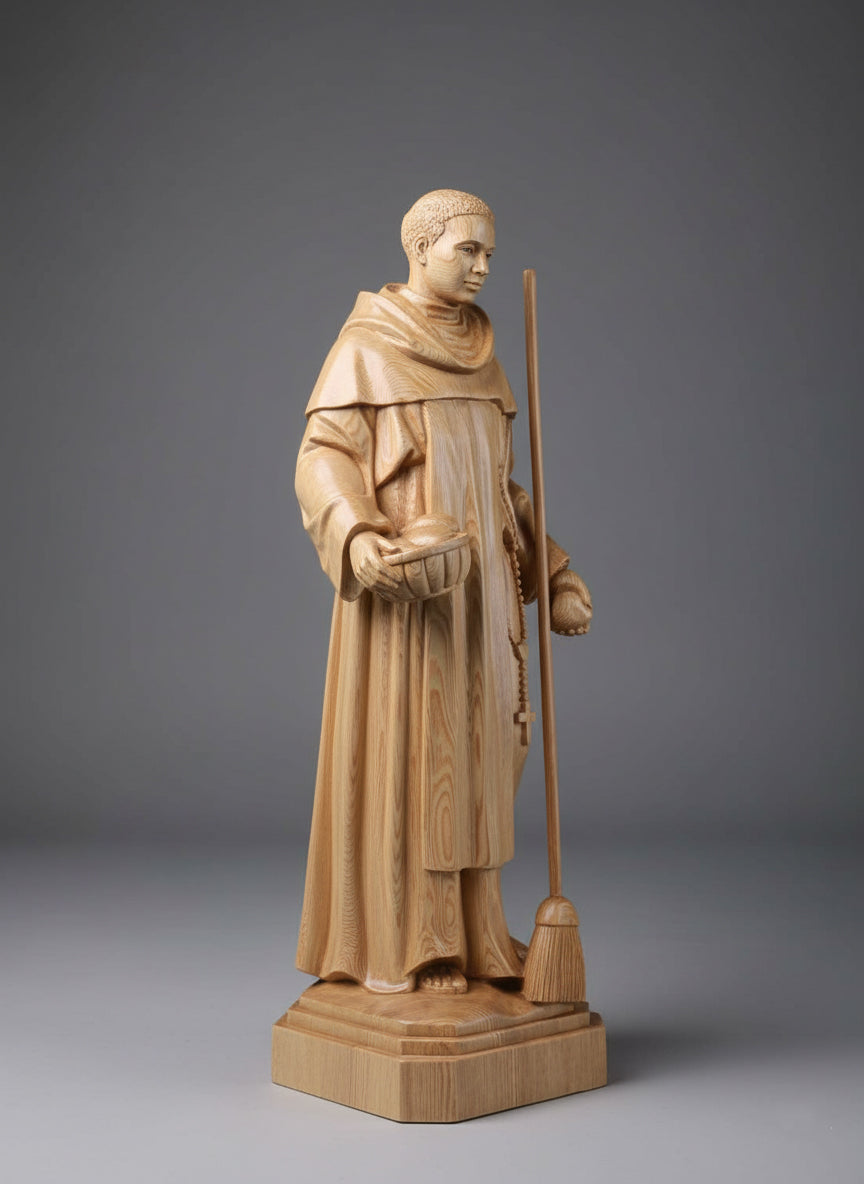 St. Martino de Porres Hand-Carved Catholic Icons Statue Catholic Saints Religious Home Decor Christian Handmade Furniture Unique Decor