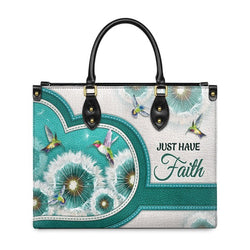 Just Have Faith Dandelion Leather Bag, Custom Leather Bag With Bible Verse , Jesus Bag. BLAF05