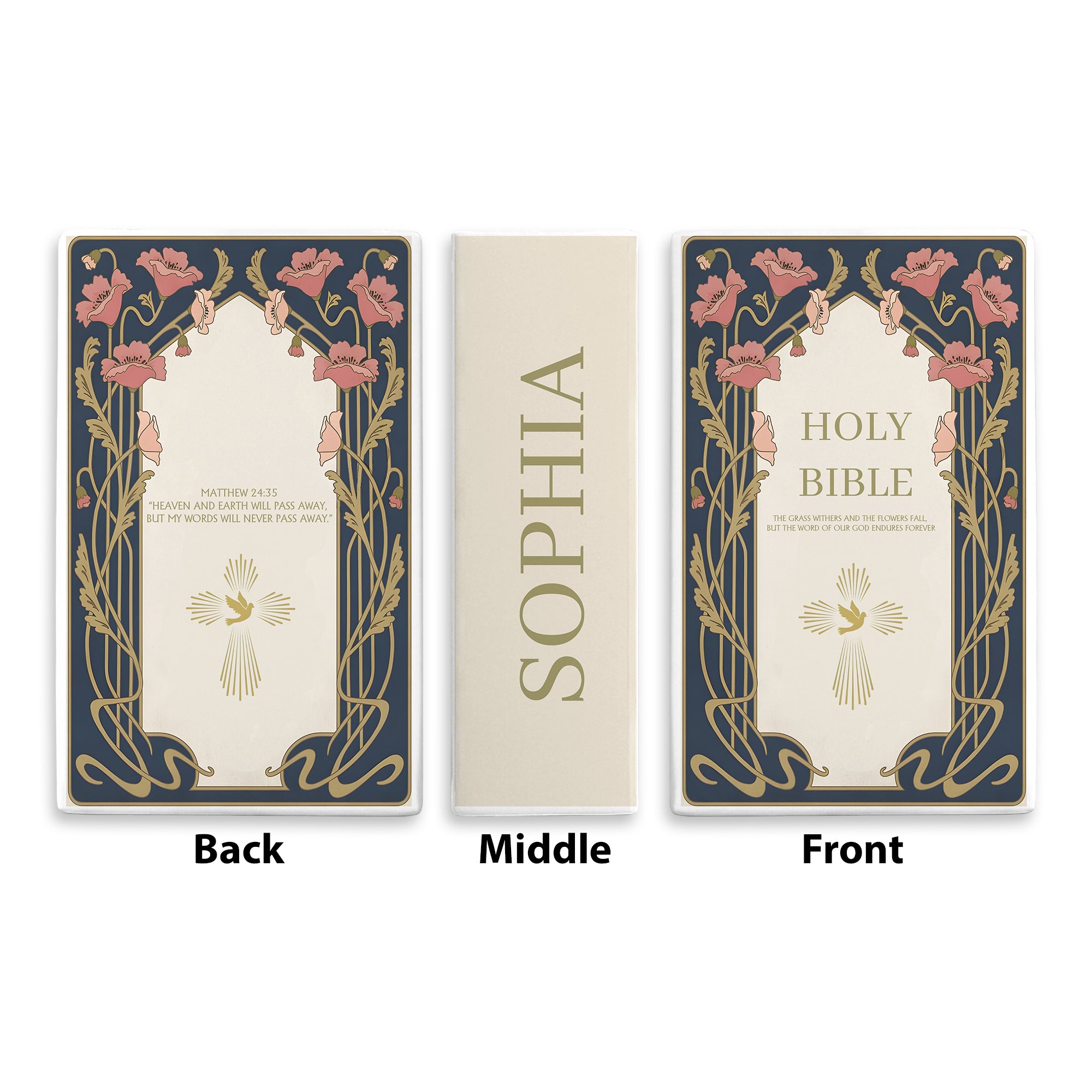 Personalized Jesus Bible Verse Vase, Ceramic Floral Holy Bible Book for Christian Women Gift, Faith Inspired Shelf Decor CBLAF11