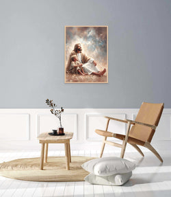 Magic in the Sky Poster, Jesus and Boy Poster, Christian Art for Kids, Jesus with Children Art, Bible Art Poster