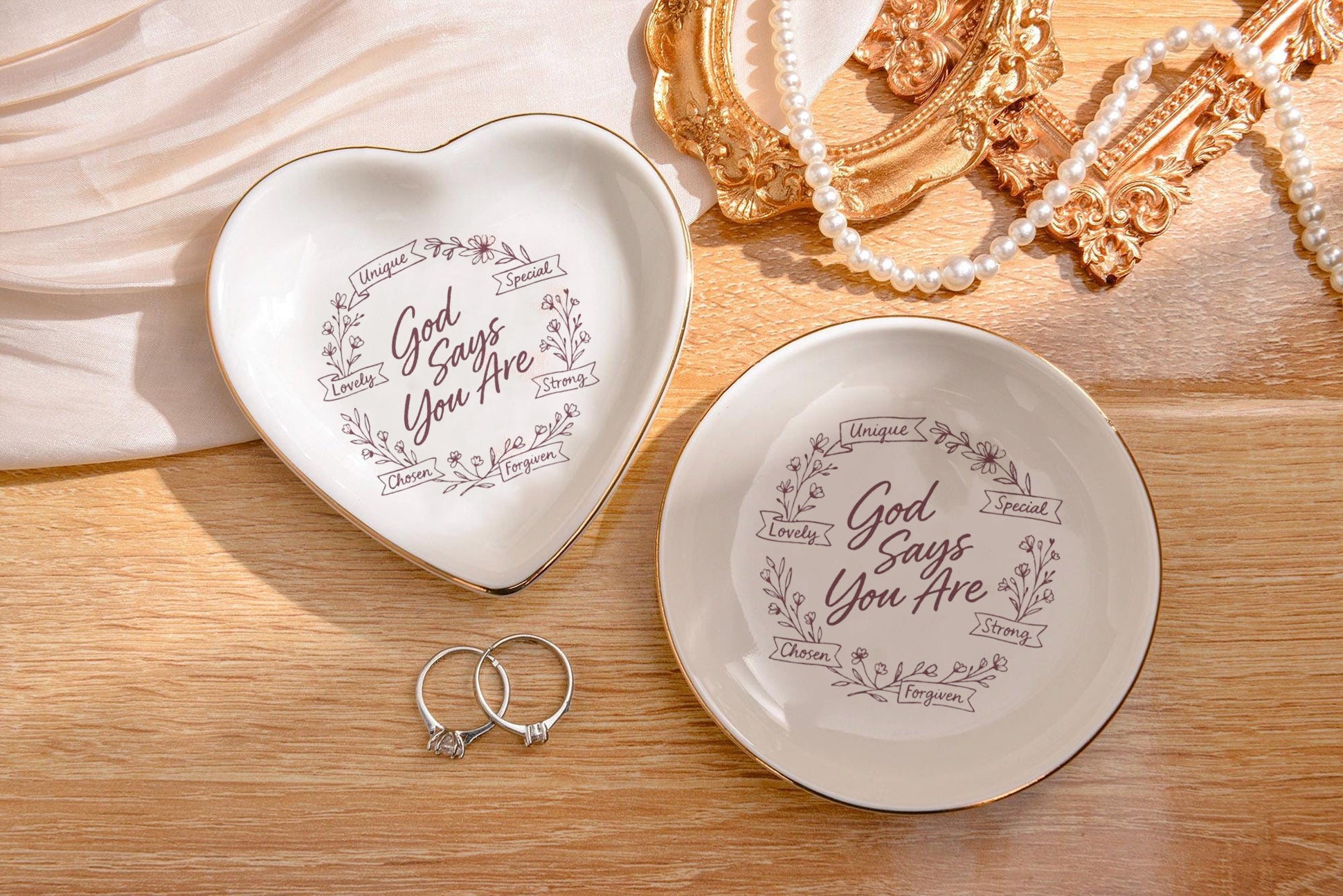 God Says You Are Jewelry Dish, Christian Ring Dish Tray, Bible Verse Trinket Dish, Baptism Confirmation Gift, Religious Faith Home Decor JDLAF13