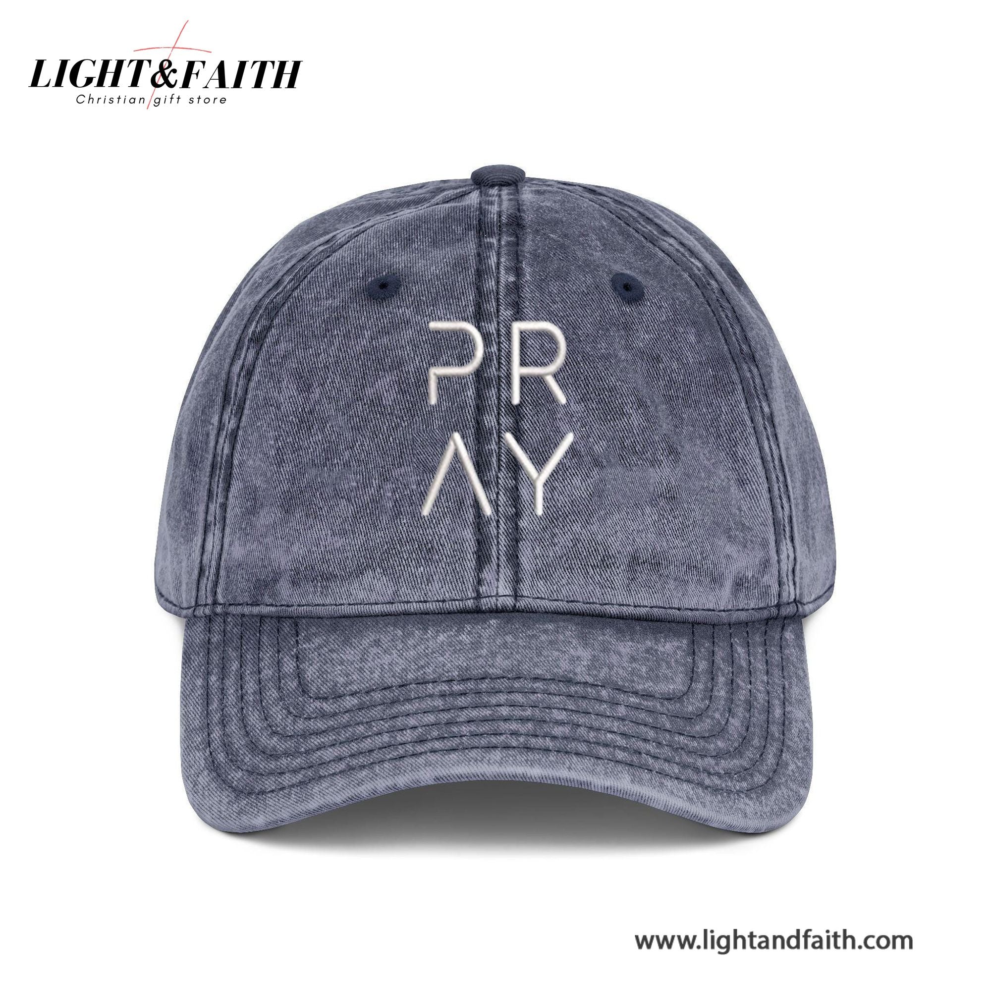 PRAY Minimalist Embroidered Hat, Modern Faith-Based Christian Cap In Washed Black, Spiritual Gift For Men, Women And Prayerful Believers LAFH11