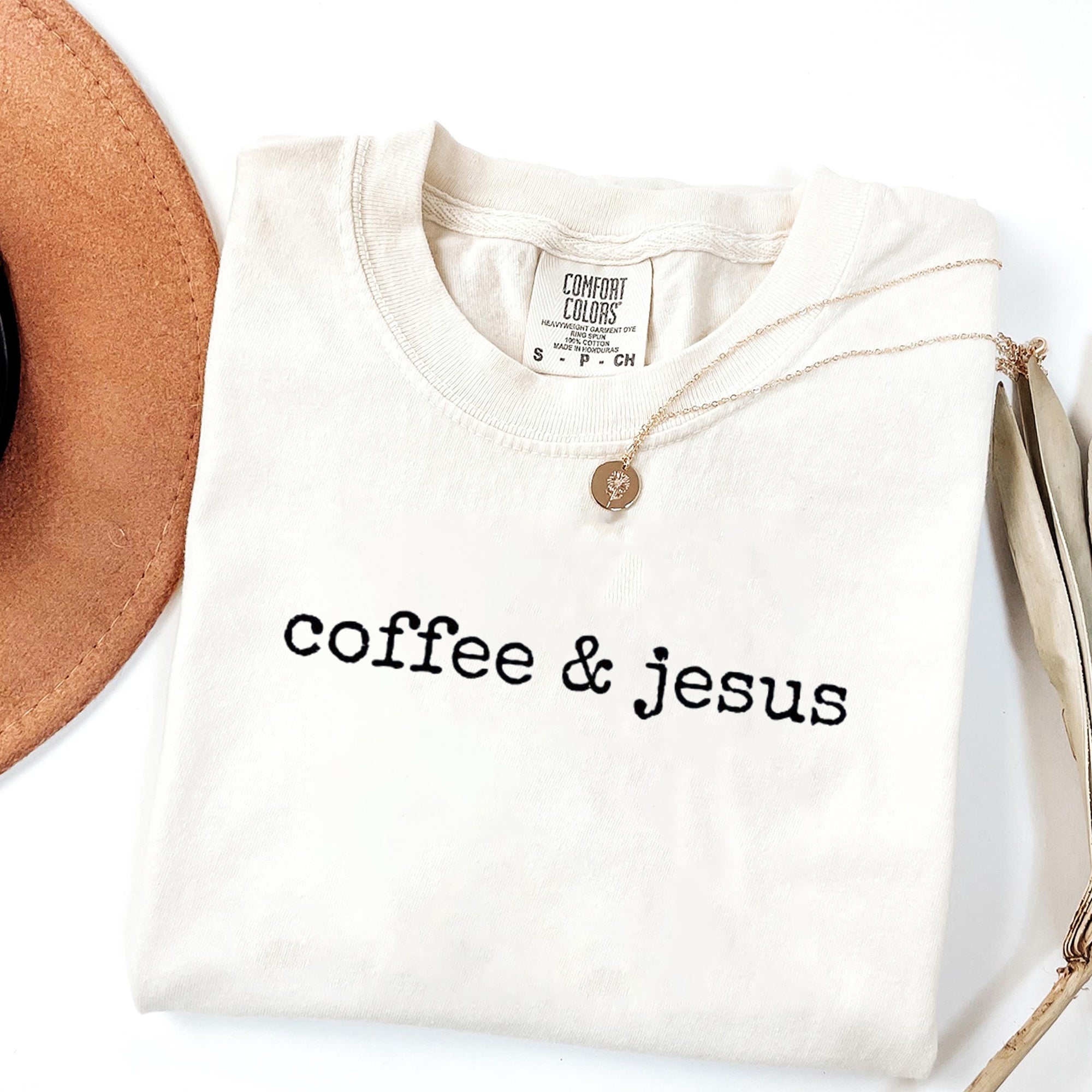 Comfort Colors® Coffee and Jesus Shirt, Christian Graphic Tee, Faith and Caffeine Shirt, Bible Verse Inspired Shirt, Trendy Religious Shirt