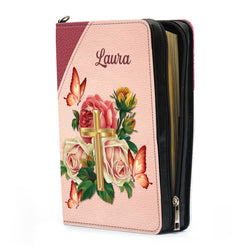 Rose Leather Bible Case - Church, Personalized Bible Cover, Christian Gift, Bible Covers Jesus Gifts