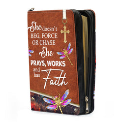 She Has Faith Leather Book Cover, Unique Personalized Dragonfly Bible Cover, Christian Gift, Bible Covers Jesus Gifts