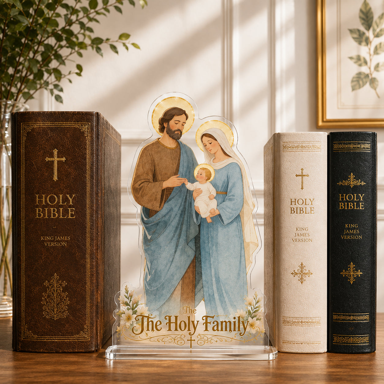 Christian Bookend, The Holy Family Acrylic Bookend Standee, Christian Bookshelf Decor, Religious Gift ABBD10