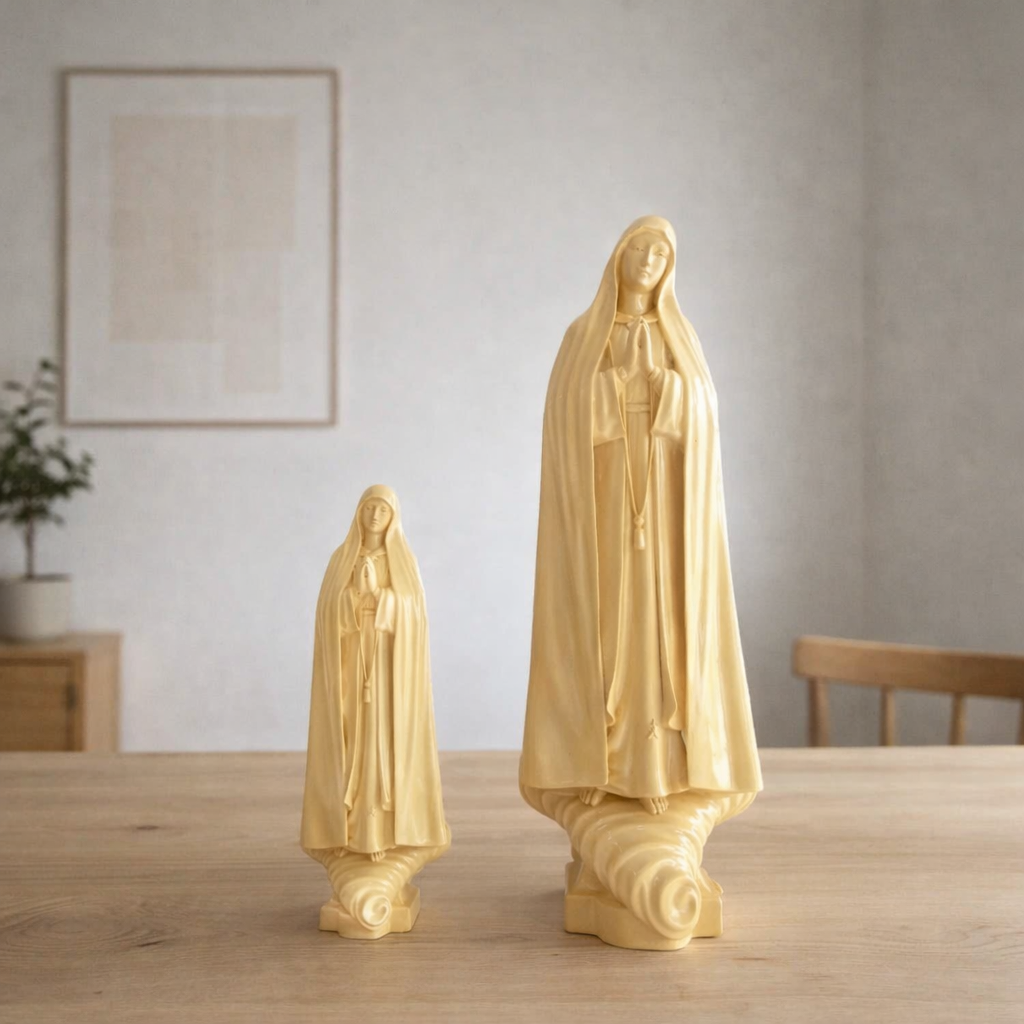 Our Lady of Fatima Wooden Statue, Catholic Figurine 18cm 30cm, Virgin Mary Statue, Religious Home Altar Decor, Christian Devotional, Catholic Gift
