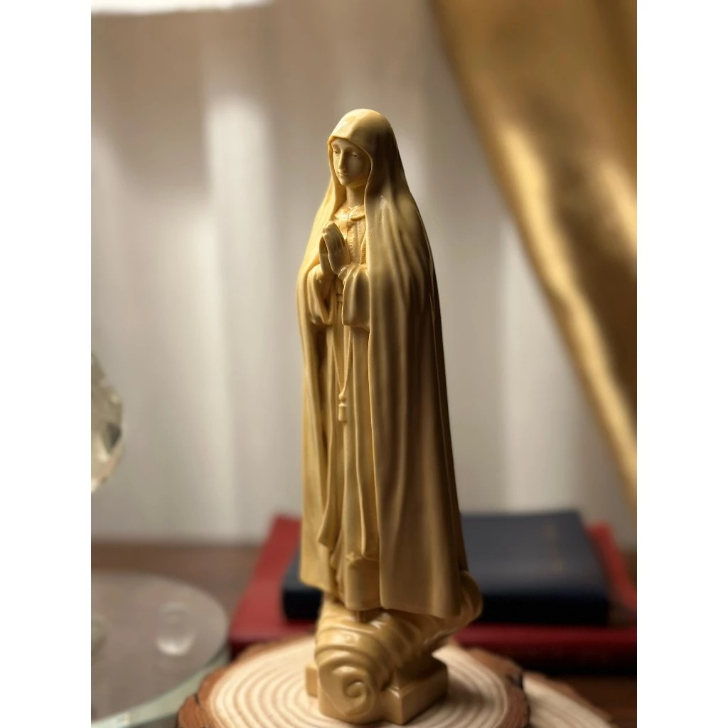Our Lady of Fatima Wooden Statue, Catholic Figurine 18cm 30cm, Virgin Mary Statue, Religious Home Altar Decor, Christian Devotional, Catholic Gift