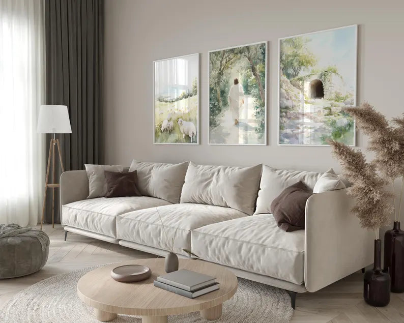 Christian Wall Art Set of 3 Prints Modern Christian Bible Art Jesus Painting Print Bible Sketch Boho Home Decor Poster PTLAF012