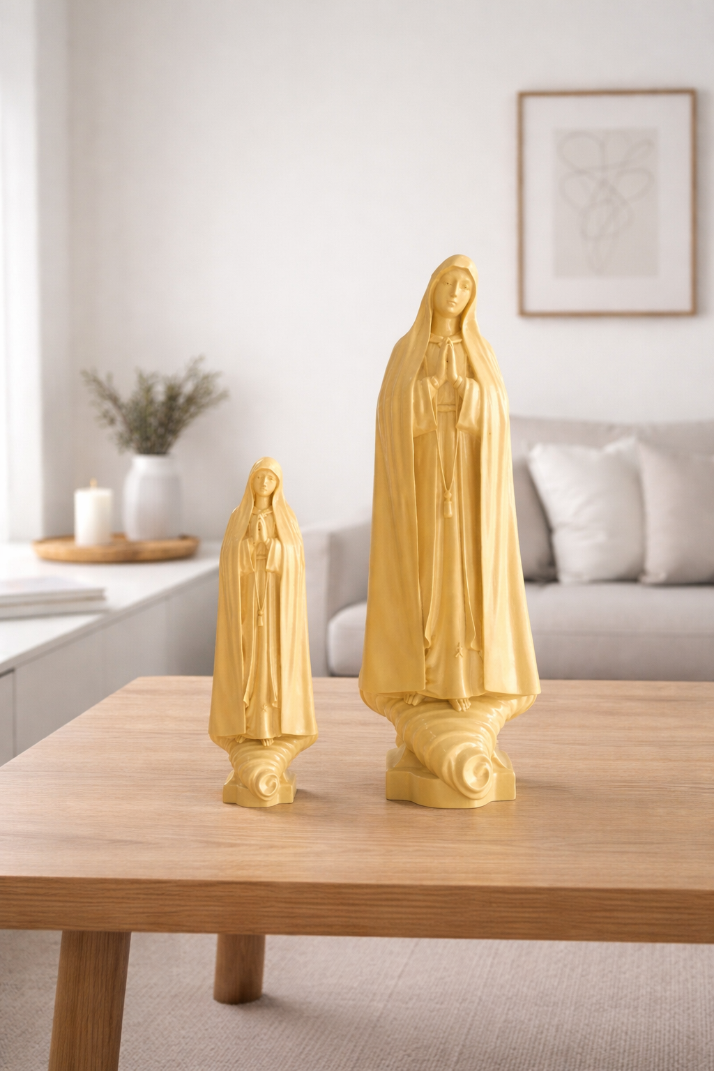Our Lady of Fatima Wooden Statue, Catholic Figurine 18cm 30cm, Virgin Mary Statue, Religious Home Altar Decor, Christian Devotional, Catholic Gift