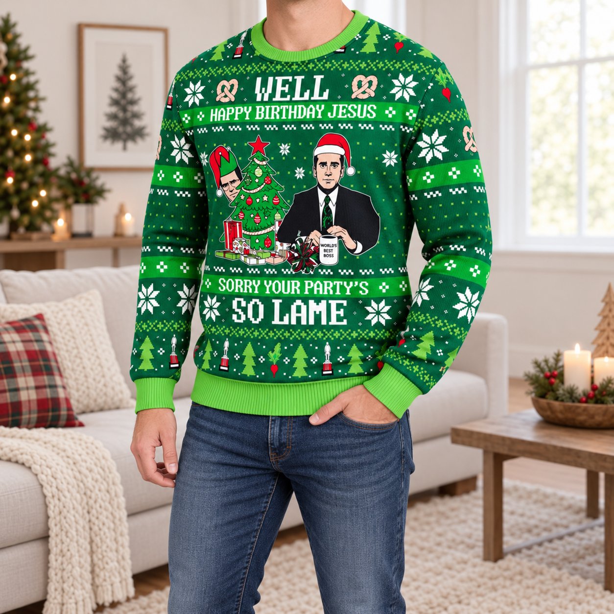 Happy Birthday Jesus Funny Ugly Christmas Sweater, Christian Holiday Sweatshirt, Religious Xmas Party Gift XMASUS11