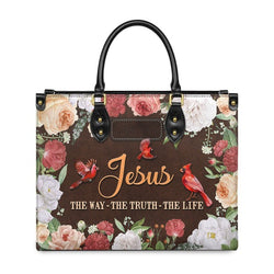 Jesus The Way The Truth The Life Leather Bag, Custom Leather Bag With Bible Verse. BLAF04