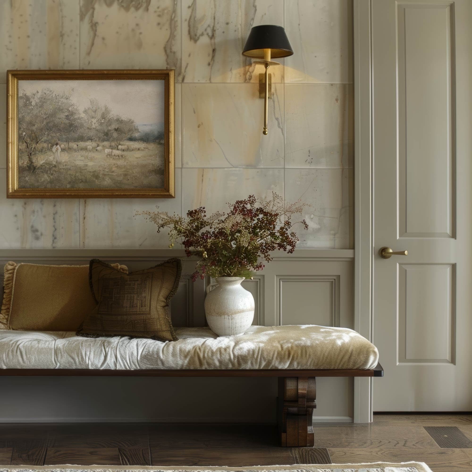 The Lord is my Shepherd Art Poster, Modern Christian Wall Art, , Jesus Leaves the 99 Poster , Religious Art, Jesus Art, Christ and Sheep Poster. PTLAF01