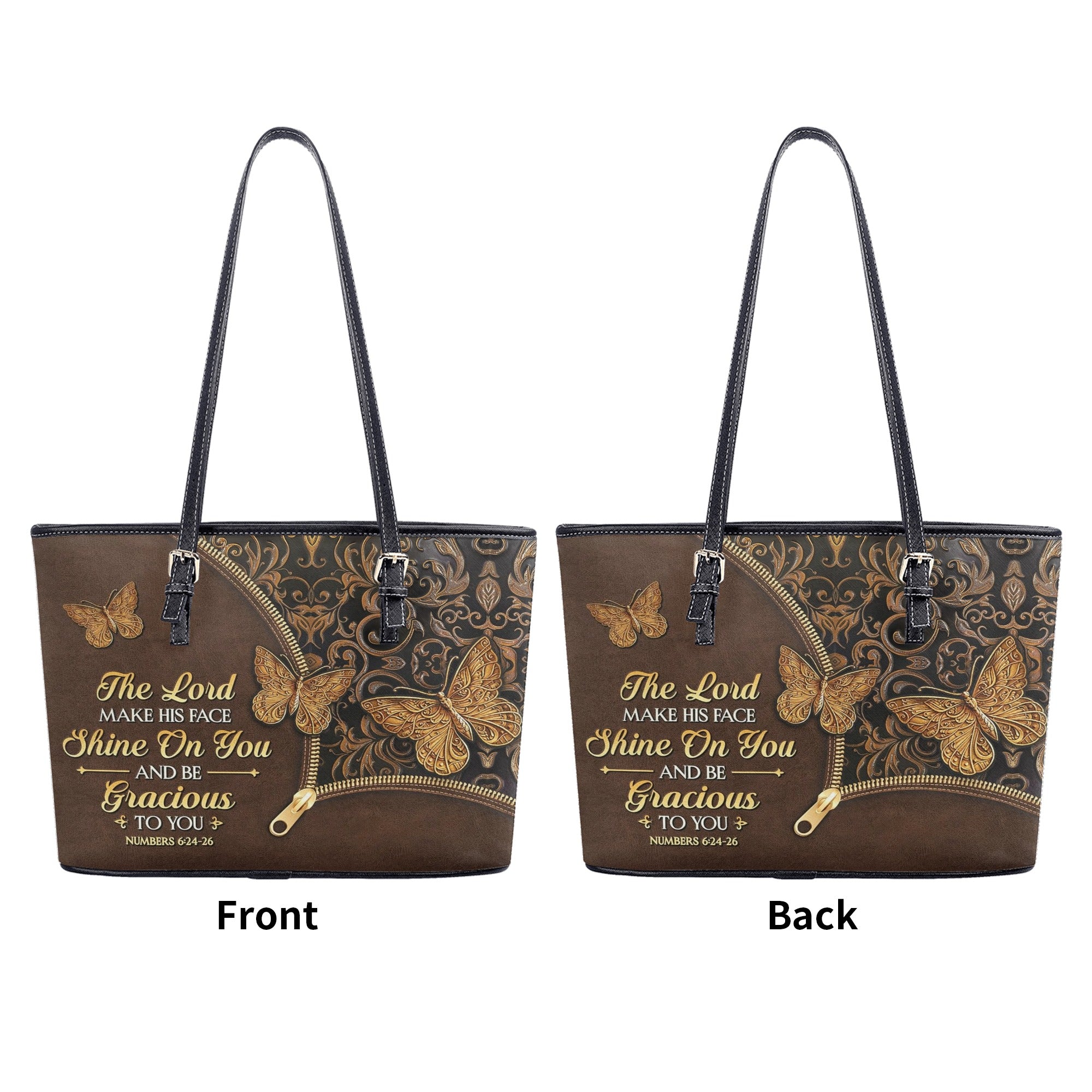 The Lord Make His Face Shine On You Numbers 6 24 26 Butterfly Leather Bag. BLAF03