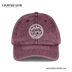 God Is Greater Symbol Embroidered Hat, Washed Black Faith Cap With Mountains And Waves, Christian Adventure Gift For Men, Christian Jesus Gifts LAFH12