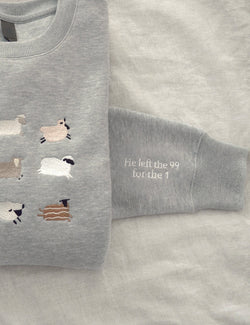 Embroidered 'Lost Sheep' Sweatshirt, Jesus Leaves the 99, The Lord is My Shepherd Crewneck, Psalm 23, Christian Apparel, Sweater